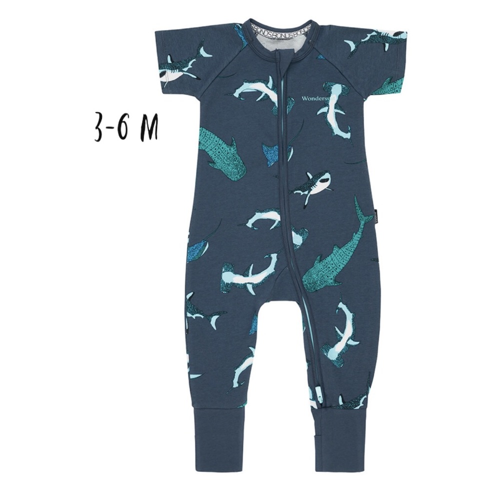 Shark Bay - Short Sleeve Wondersuit romper zippy